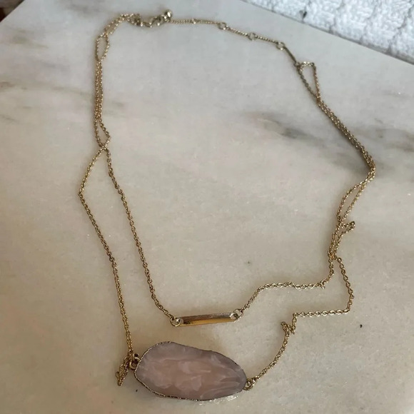 Purple / lilac agate ‎ crystal stone two layer necklace - Picture 3 of 5